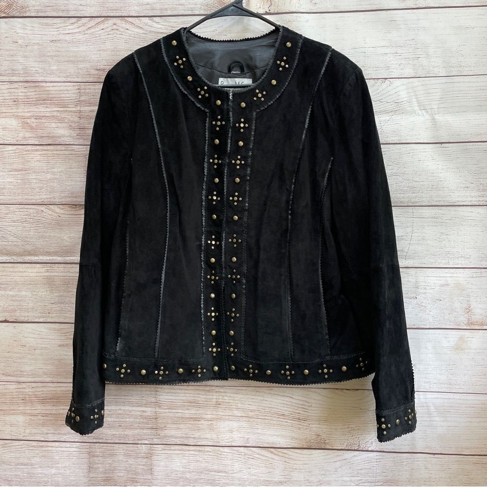 PAMELA MCCOY STUDDED BLACK LEATHER JACKET